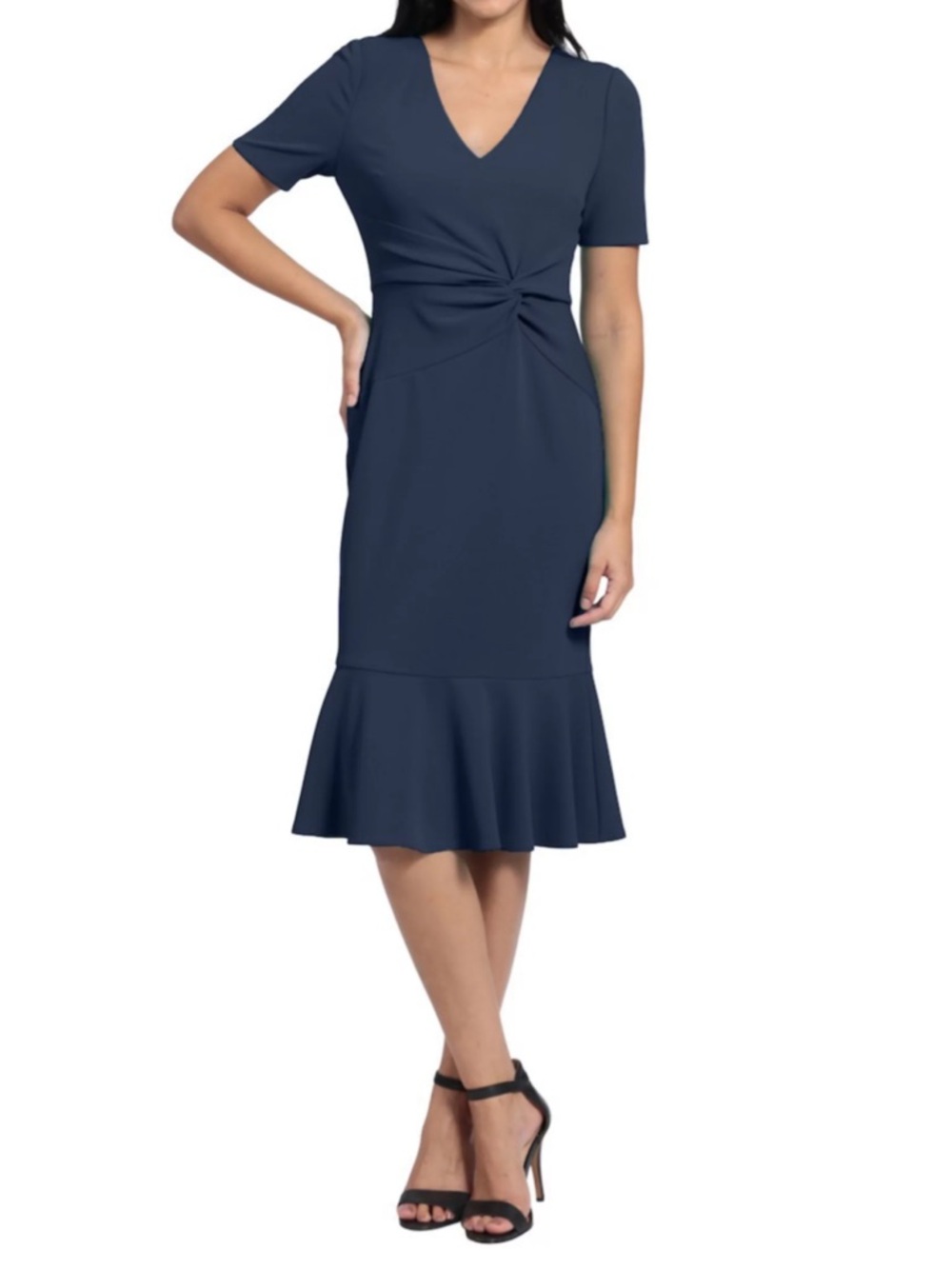 Petite London Times V-neck Flounce Hem Midi Dress Size 8P NWT
